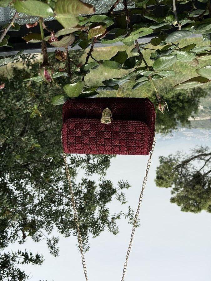 Burgundy diamond bag